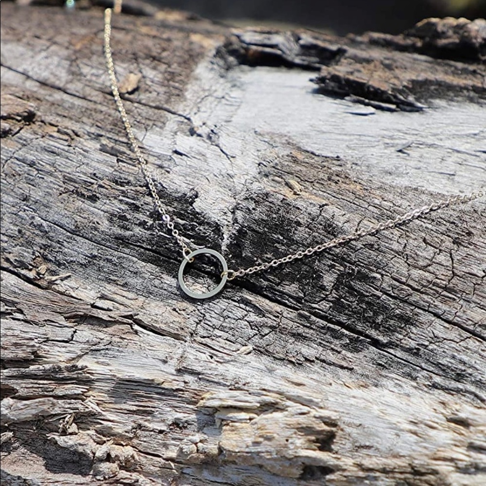 Moon Circle Necklace Dainty Chain Boho Jewelry